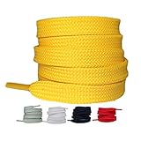 LaceHype 2 Paar - Premium Schnürsenkel flach reißfest Schuhbänder [10 mm breit ] Ersatz Shoelaces aus Polyester für Sneakers, Sportschuhe, Laufschuhe (Gelb, 110)