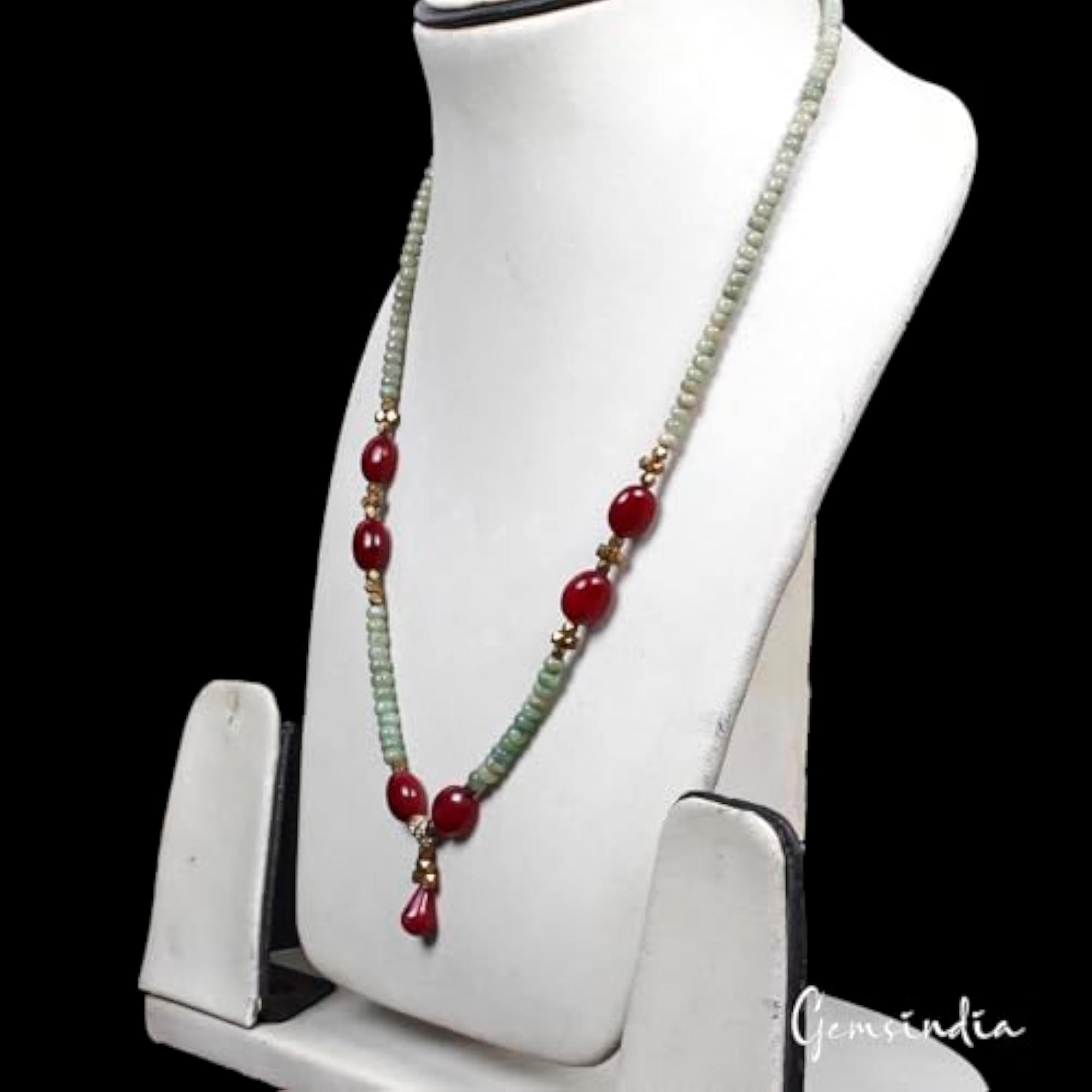 Handmade 291.20 Ct Natural Ruby Emerald & Sapphire Necklace