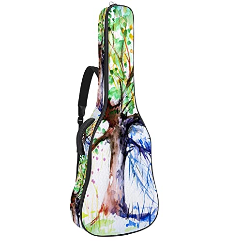 Housse de guitare acoustique 106 cm rembourrée et antichoc au motif arbre quatre saisons