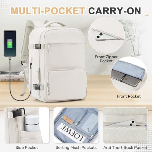 Image of Vacuum Backpack Travel Backpack with Compression, Men Women Vacuum Backpack with Air Pump, Carry on Backpack Flight Approved Personal Item Size - White