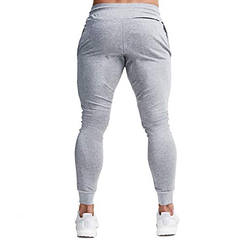 A Waterwang Men's Slim Jogger Pants, Tapered Athletic Sweatpants For Jogging Running Exercise Gym（Small Light Gray #TOP2