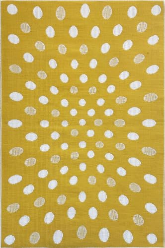 Tapete Exterior Reversible Mad Mats Puntos Amarillo-Blanco 4x6 ft miniatura 1