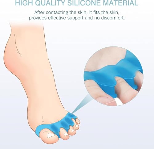 Image of Bunion Corrector Silicone Toe Separators For Fast Pain Relief - Orthopedic Bunion Spacers Spreader Free Size (Blue AFT)