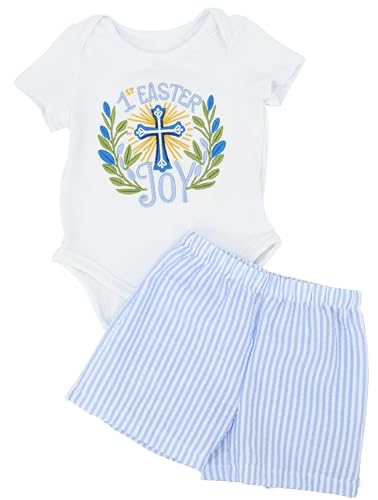 Image of Baby Boys Girls 2pc Outfit Set Short Sleeve Bodysuit with Shorts
