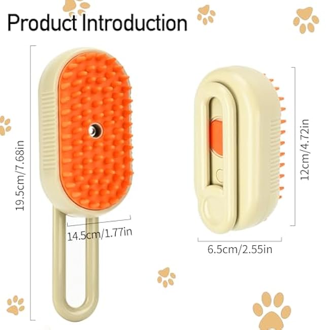 Steam Pet Brush, Steaming Cat Brush, 2025 New 3 in 1 Pet Steam Groomer Brushes, Lifweb-E-Comb,Massaging and Cleaning Hair Removal Multifunctional for Cats and Dogs.(Orange 1Pcs)-X8YMJ8TE