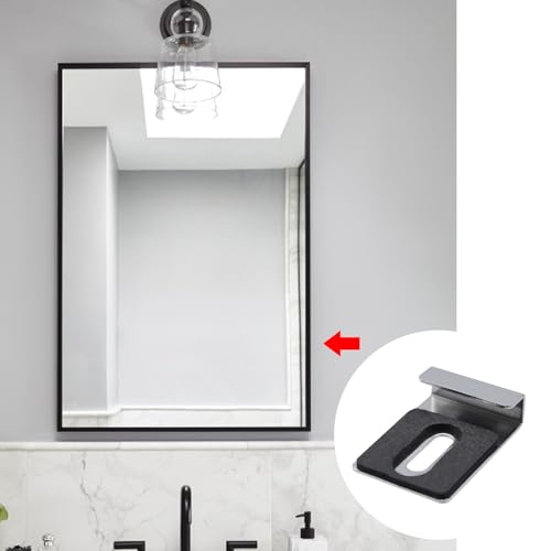 Image of 8Pcs Mirror Clips,Tile Display Wall Hanger,Stainless Steel Wall Mount Brackets Hook,Heavy Duty Retainer Clips for Mirrors,Picture Frame Ceramic Wall Display(36x25mm)-Silver
