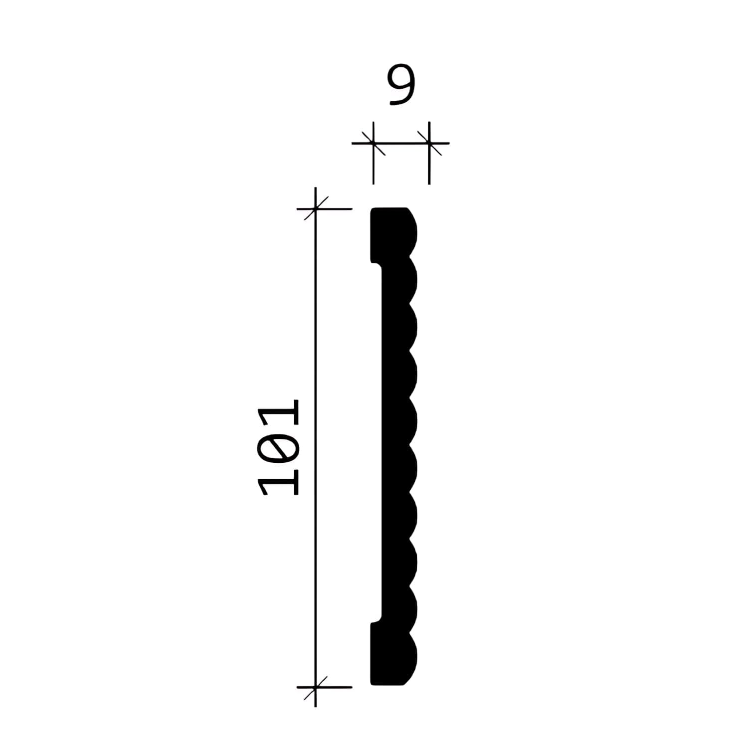 Profhome Listwa ścienna 151374 200 cm x 0,9 cm x 10,1 cm Sztywna pianka poliuretanowa powierzchnia wstępnie zagruntowana