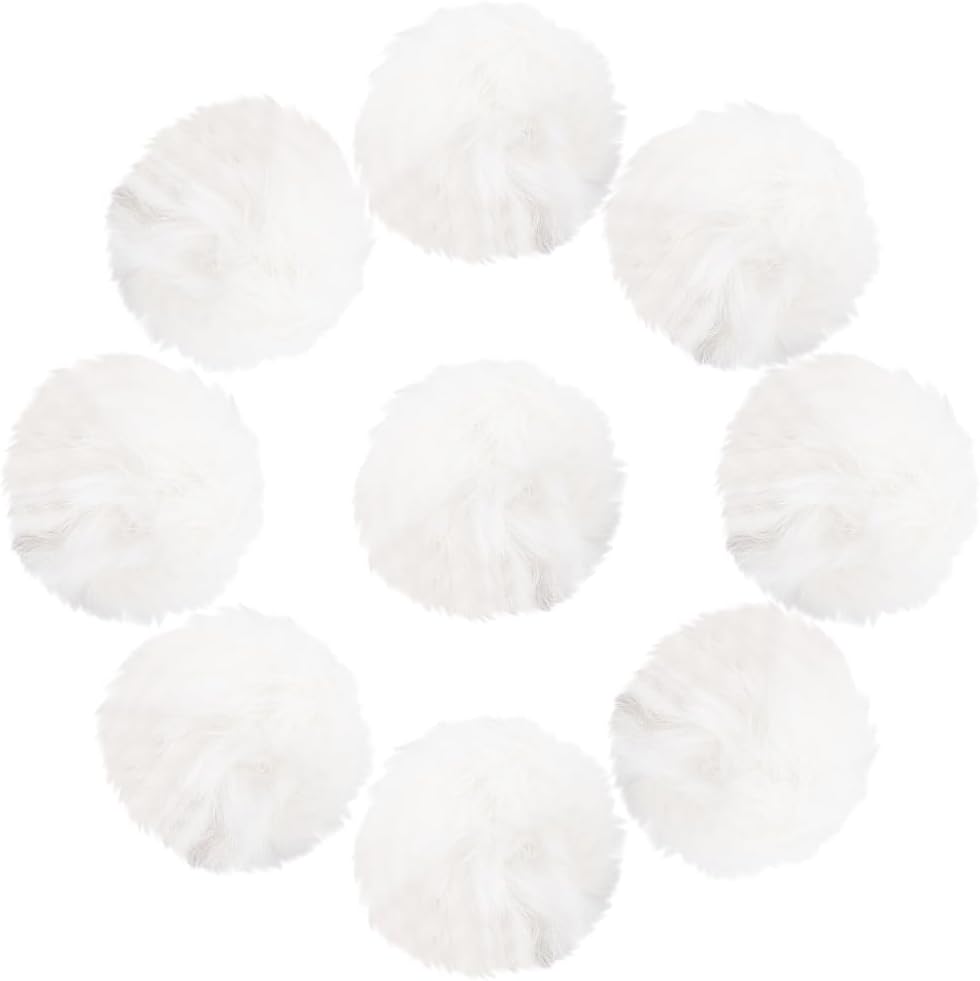 GORGECRAFT 12Pcs 8cm White Fuzzy Pom Poms Faux Fur Bunny Pompom Ball Hair Fuzzy Soft Round Knitting Art Decorations Craft for Christmas DIY Crafting Keychain Hats Shoes Garments Party Accessories