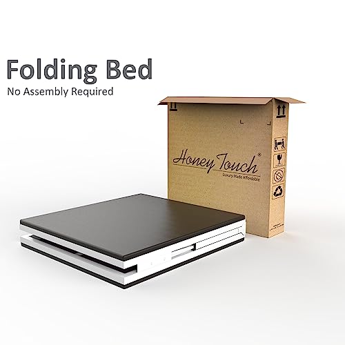 Image of Honey Touch Nexon Folding Bed Single with Ortho Tri Layer Mattress | No Assembly Required | Foldable Bed for Sleeping /Guests /Rented Apartments /Bedroom (2.5ft x 6ft, White)