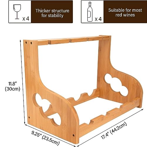 Soporte para botellas de vino de mesa para 4 botellas y 4 copas miniatura 7