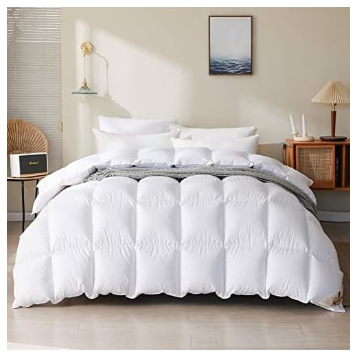 Homyrium Feathers Down Comforter King Size Heavyweight for Winter Extra Warmth Hotel Collection King Down Comforter 750+ Fill Power White Fluffy Thick Down Duvet Insert with Corner Tabs(106x90, 70 Oz)