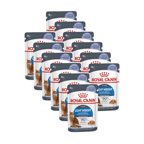 Royal Canin Light Weight Care in Gelee | 12 x 85 g | Nassfutter für Katzen | Zur Unterstützung für übergewichtige Katzen | Enthält Eisen, Mangan und Zink