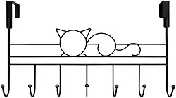 Suporte de Porta com 7 Ganchos em Ferro Preto Fosco – Cabide Organizador Multiuso para Roupas, Toalhas, Bolsas | Ideal para Quartos, Banheiros, Lavabos e Entrada da Casa