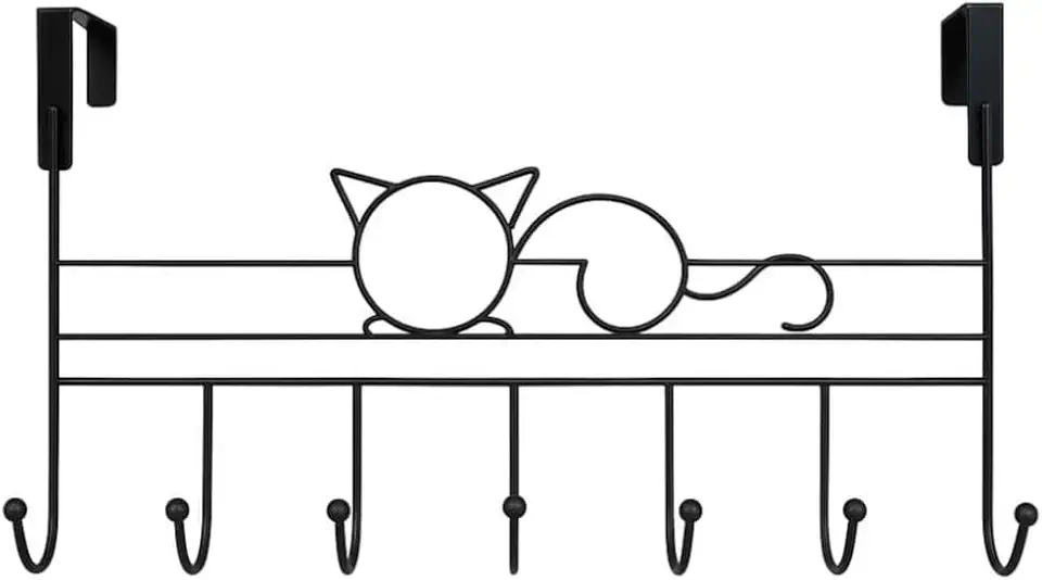 Suporte de Porta com 7 Ganchos em Ferro – Cabide Organizador Multiuso para Roupas, Toalhas, Bolsas | Ideal para Quartos, Banheiros, Lavabos e Entrada da Casa
