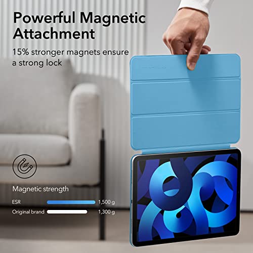 Image of ESR iPad Air 5 /4 Case, Pro 11 Case, Magnetic Attachment, Auto Sleep /Wake, Slim Silky Cover, 2 Stand Modes, Pencil 2 Compatible, Marine Blue