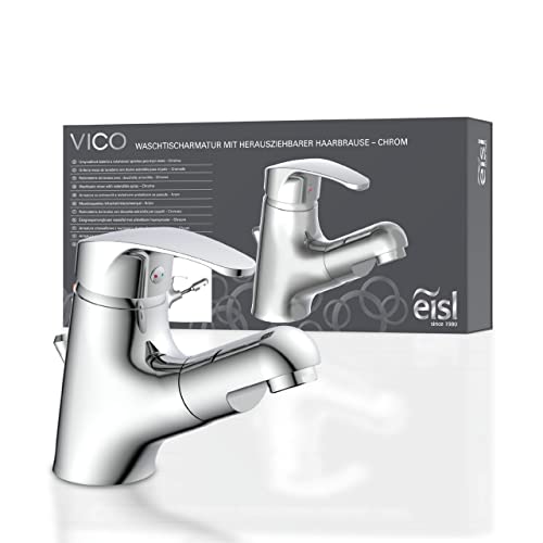 EISL VICO NI075TCO, rubinetto bagno lavabo, rubinetto da bagno con doccetta estraibile, miscelatore per lavabo con doccetta, miscelatore lavabo bagno, cromo