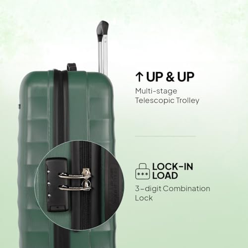 Image of American Tourister Polycarbonate Barcelona 69 Cms Medium Spinner 4 Wheels Hardside Check-in Suitcase with A Multi-Stage Telescopic Trolly & Pack Smart Interiors - Forest Green, H-48 Cm