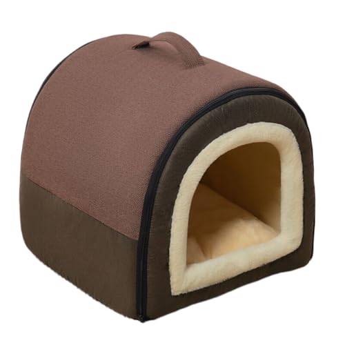 猫 べッド 犬 ベッド 猫ハウス ペットハウス 冬 猫用ベッド 2way 暖かい ふわふわ ペットクッション ペットソファ 可愛い 柔らか 水洗え 滑り止め 小型犬 ペット小屋 室内用 クッション付き コーヒー S:40*30*34cm
