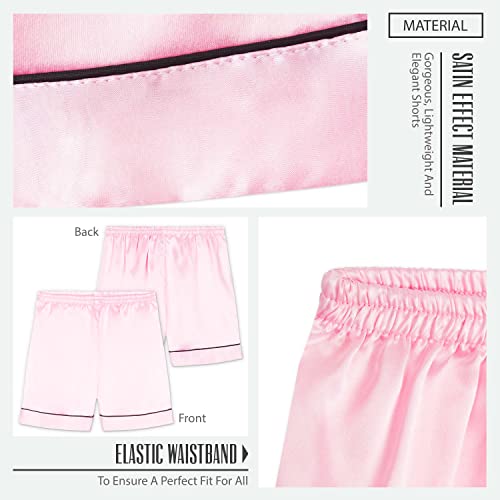 CityComfort Schlafanzug Mädchen 7-16 Jahre, 2-teiliges Satin Sommer Pyjama Set mit Kurzarm Top und Shorts, Geschenke für Mädchen (11-12 Jahre, Rosa)