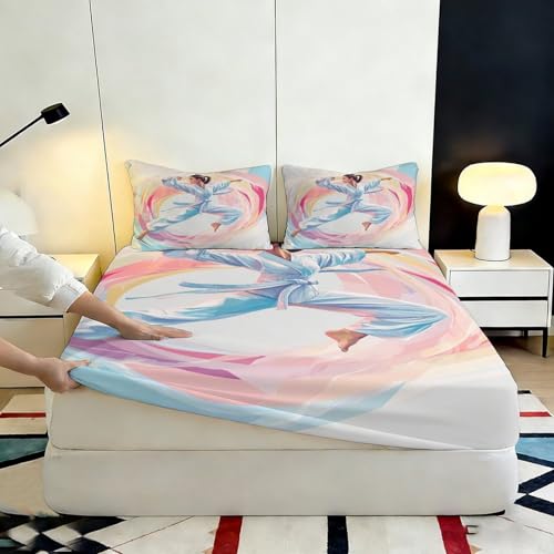 Housse de matelas karaté 90x200 microfibre drap lit imprimé 3D