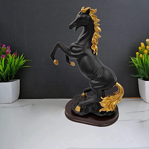 Image of AUGEN Polyresin Black Horse Statue Showpiece for Home Decor Decoration and Gifting (680C, 9 Inch)