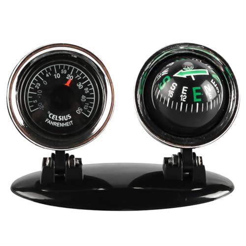 VOANZO Thermomètre de Voiture 2 en 1, Boussole pour Tableau de Bord monté sur véhicule extérieur avec Ruban adhésif Double Face, Convient pour Voitures,...