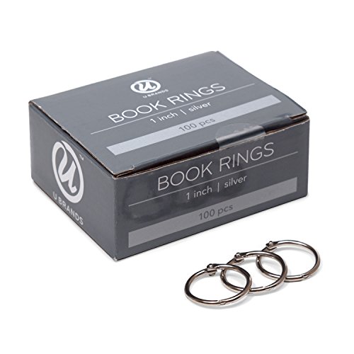 U Marcas libro anillos, 2,54 cm capacidad, Plata Metálica, 100-Count