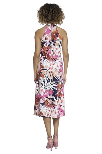 Image of Maggy London Women's Dresses Tropical Floral Print Halter Midi Dress with Cinched Waist