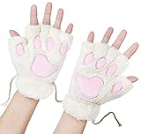 100 % nouveau Gants patte polaire crème taille unique idée cadeau originale excellente qualité accessoire mignon chaud cosplay animal hivernal doux peluche sympathique fête