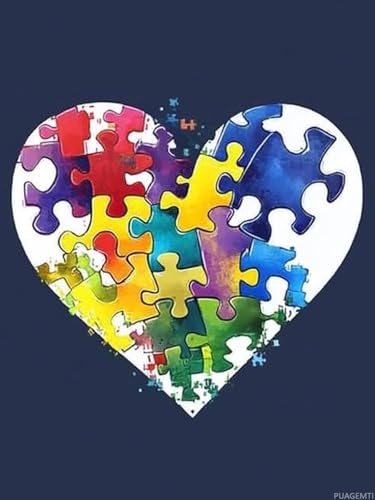 PUAGEMTI DIY Heart Diamond Art Kit for Adults, 5D Autism
