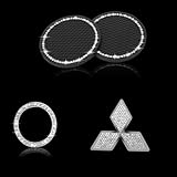 GODTERA Bling Engine Start Stop Button Cover Crystal Car Cup Holder Coaster Compatible with Mitsubishi Car Logo Decal Emblem Sticker Interior Accessories Set(Small-S)
