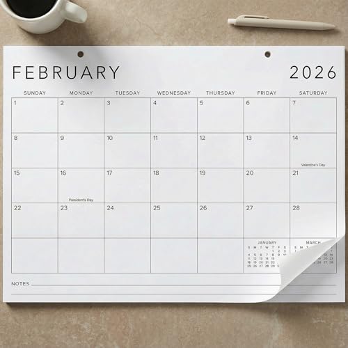 Aesthetic 2026 Desk Calendar 16' x 12' - Runs From January 2026 Until July 2027 - Large Minimalistic Office Desktop/Wall Calendar Pad for Easy Organizing