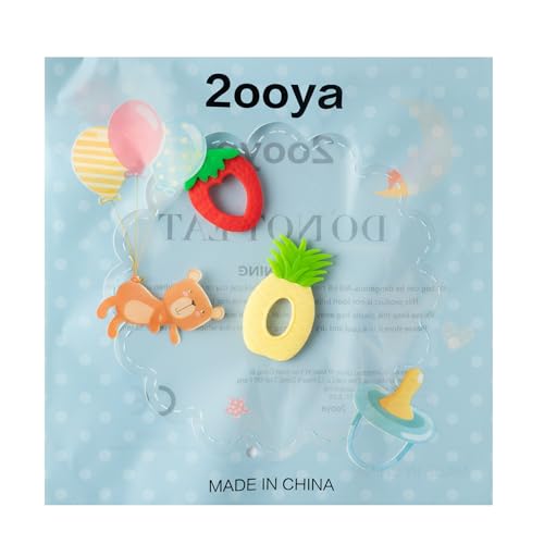 Image of Silicone Teething Toy for Babies - 2Pcs Strawberry Grape Soft Sore Gums Pain Teether Infant Summer Fruit Themed Food Grade Teething Relief Chew Toy for Toddler Birthday Newborn 6-12 Months Baby Shower
