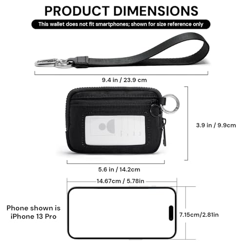 Image of YDF The Iris Wallet for Women Mini Zip Card Case with Clear ID Window Zipper Coin Purse Lightweight Portable Keychain Wallet