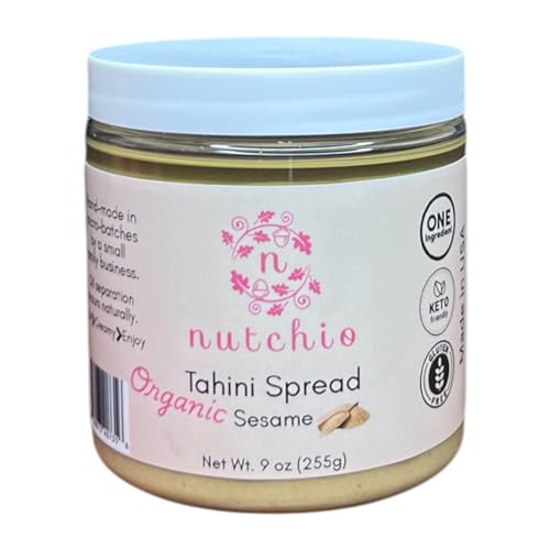 Nutchio Tahini Spread, 100% Organic Sesame Seeds, Single Ingredient Tahini