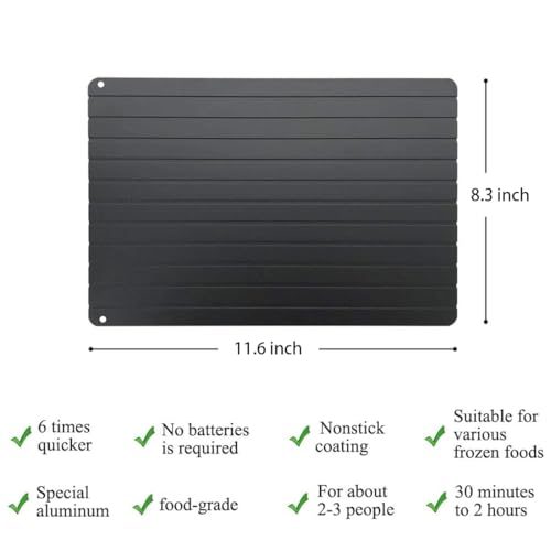 Image of Defrosting Tray for Frozen Meat, Defrosting Plate, Thaw Board Plate, Fast defrosting Tray for Fish, Meat, Poultry or Anything Else that is Frozen (11.6 inch L x 8.3 inch W x 0.1 inch H)