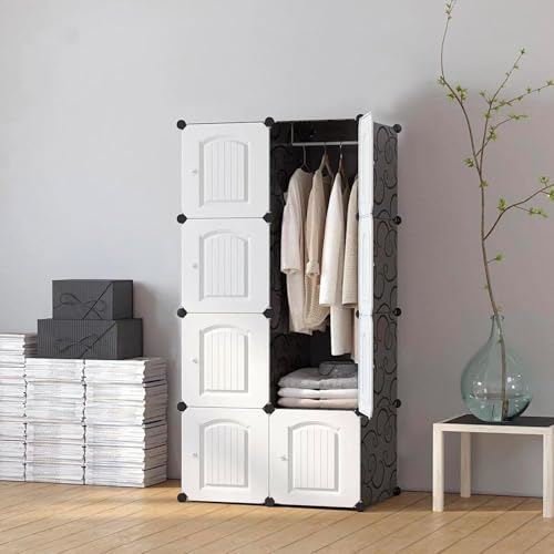 Image of Plastic Wardrobe for Clothes Storage, 8-Door Portable Collapsible Almirah & Cupboard for Bedroom, Baby Wardrobe Cabinet Organizer for Clothes & Toys (White, 8 Door)