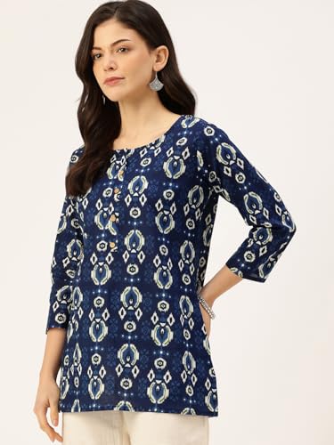 Image of feranoid Printed Top with Round Neck & 3 /4 Sleeves (S-XXL)