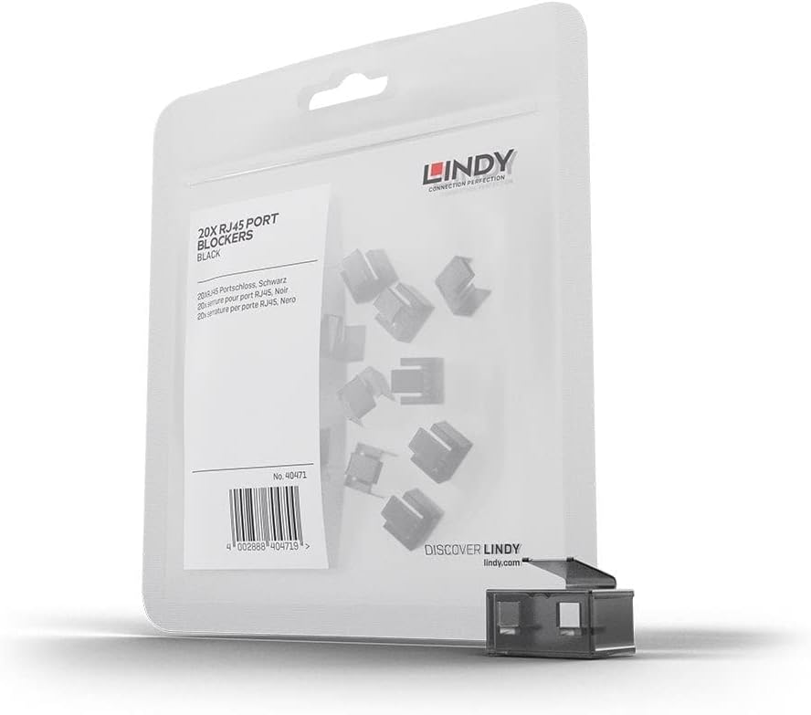 LINDY 40471 20 x RJ45 Port Blockers (without key),Black