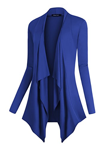 Image of Urban CoCo Women's Drape Front Open Cardigan Long Sleeve Irregular Hem