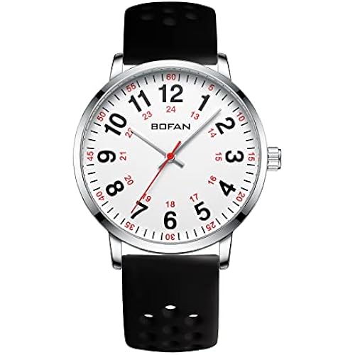BOFAN Nurse Watch for Medical Professionals,Students,Doctors with Easy to Read Dial,Second Hand and 24 Hour,Soft and Breathable Silicone Band,Water Resistant