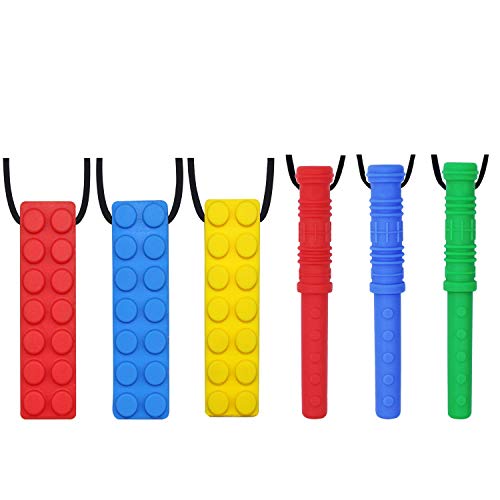 Chew Necklace by GNAWRISHING - 6-Pack - Perfect for Autistic, ADHD, SPD, Oral