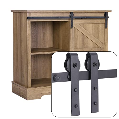 EGTink Kit de Rail pour Porte Coulissante 120cm/4FT - Mini Rail pour Placard, Système Simple avec Roulette pour Armoire de Rangement, Meubles TV