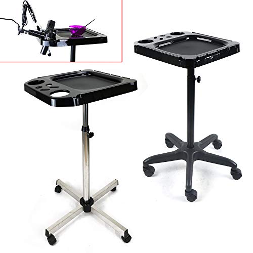 LOHISHILO Beauty Salon Rolling Tray Tool Cart 4 Wheels Height Adjustable Spa Tattoo Instrument Tray for Beauty Shop, Home, Barber Shop, Studio, Pet Shop(Black) - Image 6