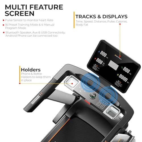 Image of LET'S PLAY Automatic LP-400AC Treadmill for Home Use 3.HP AC Motor (Peak 6 HP) [5 Years Warranty on Motor] 16 Preset Program, Max 180Kg User Weight Bluetooth Speaker