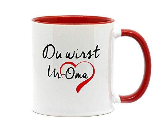 Du wirst UROMA, Tasse in hochwertiger Qualit&auml;t und beidseitig bedruckt. Die sch&ouml;nste Art etwas zu sagen. Ein tolles Geschenk f&uuml;r die k&uuml;nftige Ur Oma. (Rot)