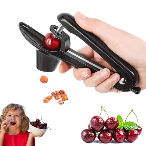 Yeabomy Cherry Pitter Tool,Stainless Steel Cherries Corer Pitter Tool with Save Time & Space for Making Cherry Jam, Black