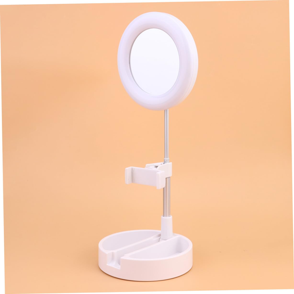 GALPADA Lampada da Tavolo LED ad Anello per Selfie e Trucco con Supporto Regolabile per Cellulare Luce Bianca Multifunzionale per Video Fotografia e Streaming Live