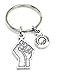 ChubbyChicoCharms Black Lives Matter Fist Pewter Charm On Stainless Steel Keyring Key Ring Key Chain Keychain for Women, Men, Teens, Young Adults BLM Black Justice