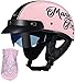 Caschi Da Moto Caschi A Mezzo Casco Aperto Mezzo Casco Da Moto Retro Omologato DOT/ECE Con Visiera Stile Vintage Bike Cruiser Scooter Caschi Da Bicicletta Per Adulti Uomini E Donne A,M=55-56CM